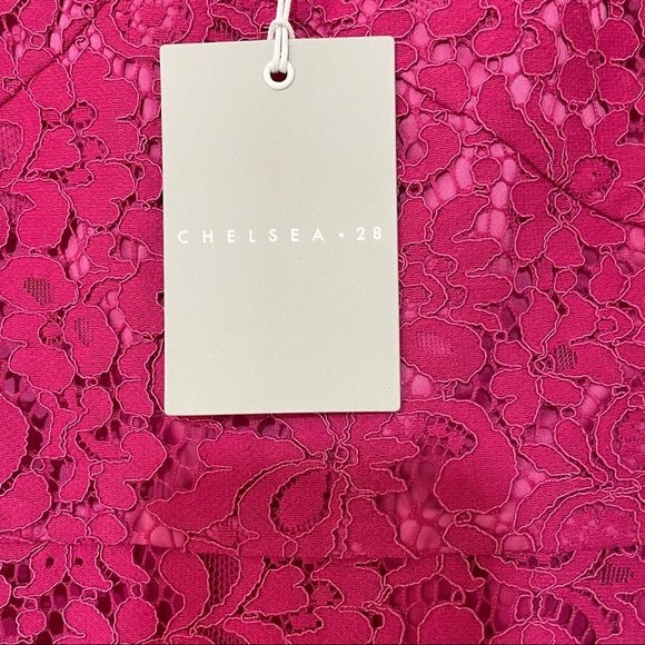 Chelsea28 Pink Dress Lace Flare Hem Midi Dress - Picture 7 of 7